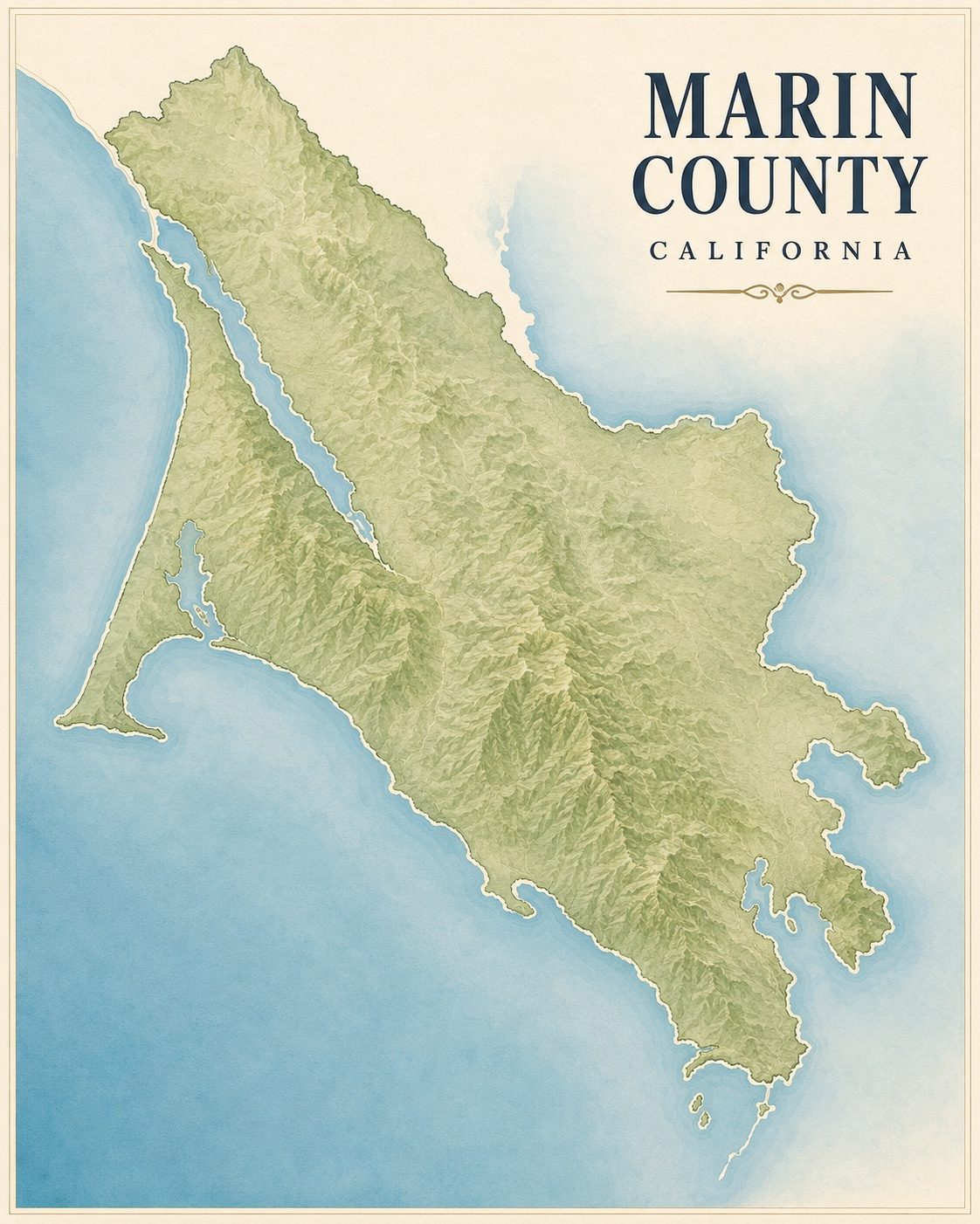 Map of Marin County showing the towns ClearWater serves